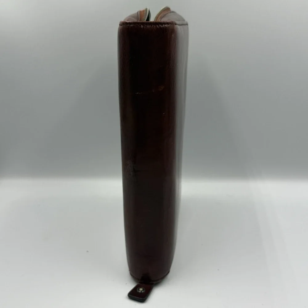 Franklin Covey Classic Leather Zip Planner Binder CL 12215 Brown 7 Ring USA